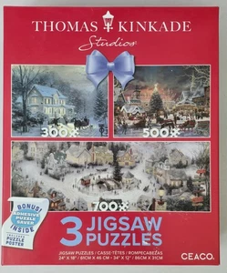 Thomas Kincade Studios - Winter Scenes 3 Pack 150-piece Jigsaw Puzzles - Picture 1 of 21