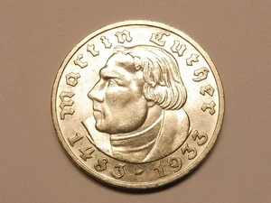 DRITTES REICH 5,- Mark 1933 A Martin Luther Topstück   (L3534) - Bild 1 von 2