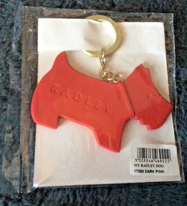 BNWT New Radley Leather Keyring - My Radley Dog - Dark Pink Scottie Dog - Picture 1 of 3