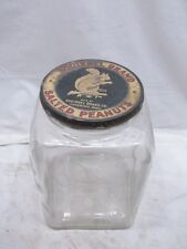 early Squirrel Brand Salted Peanuts Glass Hazel Atlas Store Counter Jar Tin Lid
