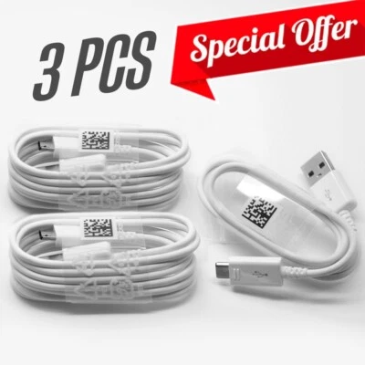 Lot of 3 Samsung Galaxy Fast Charger Micro USB Cable Data Cable For Smartphone - Image 1 of 4