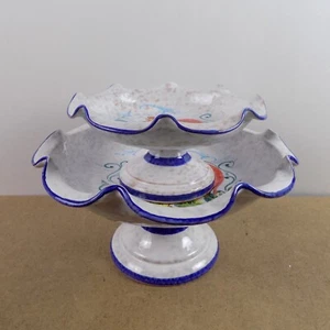 2 Positano Italian Ceramic Compotes Bowls Rooster Chicken Hand Painted - Picture 1 of 8