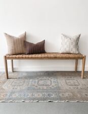 Woven Strap Leather Benches - Saddle 
