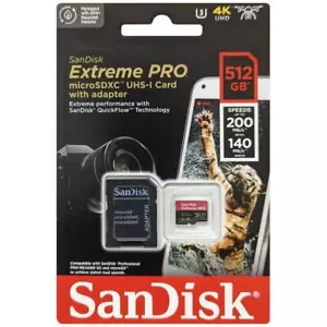 Sprzedawca z USA Extreme PRO SanDisk Pamięć 512GB 512 GB Micro SD SD SDXC MicroSD Class 10 - Zdjęcie 1 z 1