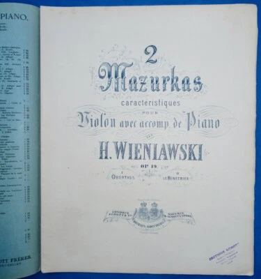 WIENIAWSKI PIANO VIOLON PARTITION 2 MAZURKAS OBERTASS MÉNÉTRIER OP 19 +POLLITZER - Photo 1/4