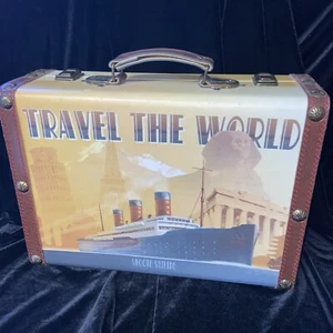 Retro World Traveler Mini Suitcase, Leather And Brass Fixtures Fully Lined #arm - Picture 1 of 20
