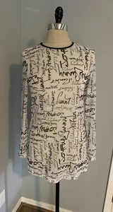 Vintage 90s Y2K Sheer Mesh Mini Dress Writing All Over Rave Club Avant-Garde - Picture 1 of 11