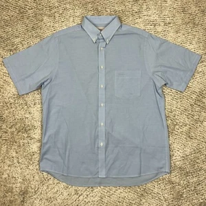 Pringle Of Scotland Shirt Mens Large Short Sleeve Pocket Dress Logo Blue Button - Picture 1 of 8