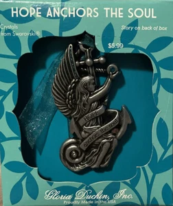 Gloria Duchin Christmas Tree Ornament Angel On Ship Anchor Women Owned USA - Picture 1 of 5