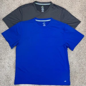Lot of 2 NordicTrack T-Shirts NT Dri Athletic Men L Gray Blue Wicking Activewear - Picture 1 of 13