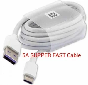 5A Super Fast Huawei P30 Pro P20 P10 Mate 30 20 10 Type C USB Charger Cable Lead - Picture 1 of 9