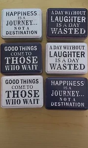 Brand New-Shabby Chic-Motto Design Metal Storage Tins-Black or White - Picture 1 of 7