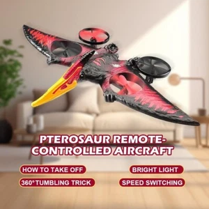 RC Plane Dinosaur 2.4G 4CH Easy to Fly Remote Control Aircraft Flying Toys Red - Picture 1 of 9