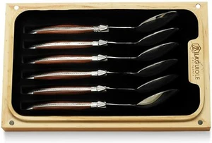 Juego de cucharas Laguiole California - Juego de 6 piezas de palo de rosa - en caja de regalo de madera de roble - Imagen 1 de 5