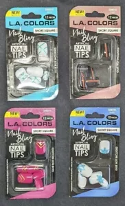 NEU L.A. FARBEN KÜNSTLICHE NAGEL TIPS - NAIL BLING - KURZ QUADRATISCH - KOSTENLOSER VERSAND - Bild 1 von 5