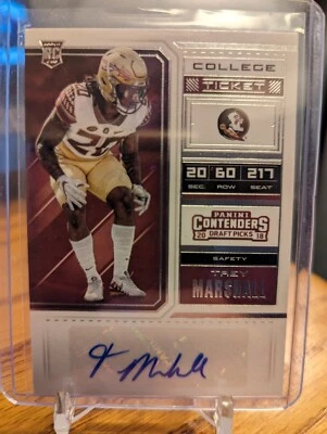 Trey Marshall 2018 Panini Contenders Draft Picks RC Autograph Rookie Auto #252 - Image 1 of 2