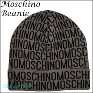 Moschino Beanie Hat Beanie Cap NEW Grey with Black Logo Wool Mix GENUINE - Picture 1 of 24
