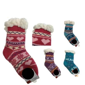 1 Pair KIDS Thick Fur Bed Socks Boys Girls Soft Work Fluffy Slippers Non Slip - Picture 1 of 14