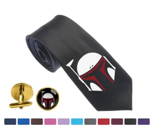 Star Wars BOBA FETT Men Woven Groom 2.5" Party Tie Necktie Cufflink Cuff Link - Picture 1 of 25
