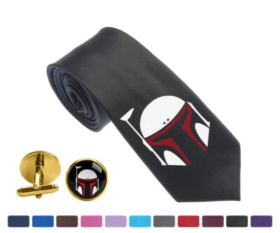 Star Wars BOBA FETT Men Woven Groom 2.5" Party Tie Necktie Cufflink Cuff Link - Image 1 of 3