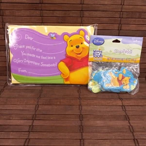 Hallmark Winnie The Pooh 10 Thank You Cards Envelopes + Party Confetti Disney - Picture 1 of 10