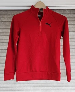 NEW Puma YM Red Long Sleeve Kid's Zipper Collar Shirt Size M (10-12) - Picture 1 of 8