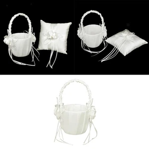 Pure Satin Bud Wedding Flower Girl Basket Decoration - Picture 1 of 7