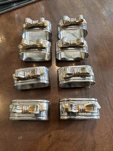 Menge 8 Sterling Silber plattiert Gedeck Serviettenringe Hochzeit Schleife - Bild 1 von 7
