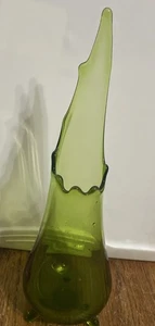 LE Smith Diamond Butt grüne geschwungene Vase 13" hoch 7 Finger Bodenvase MCM - Bild 1 von 3