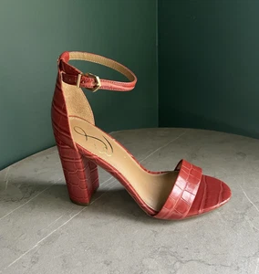 Sam Edelman Yaro Heel Sandal in Carmine Rose Croc 37/7 - Picture 1 of 5