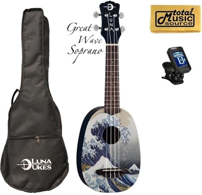 Luna Artistic Great Wave Soprano Uke w/Tuner & PC - Image 1 of 4