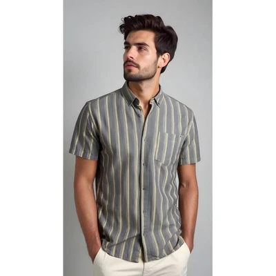VANS NWOT Men’s Bonding Stripe Button-Up in Asphalt-Size Large - Image 1 of 4