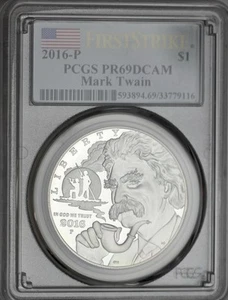 2016-P $1 Mark Twain Commemorative Silver Dollar PCGS PR69DCAM First Strike - Picture 1 of 2