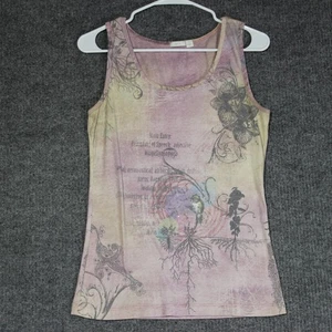 Y2K Style Top Womens Large Pink Grunge Whimsy Gardencore Fairy Rhinestones - Picture 1 of 6