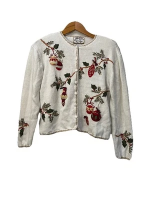 HEIRLOOM COLLECTIBLES Navidad Suéter Cárdigan Bordado Mujer’s Talla XL 2003 Foto 1 de 4