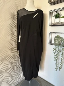 Lipsy black cut out mesh midi dress size 16 new - Picture 1 of 7