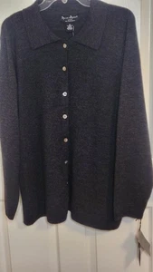 NWT Mercer&Madison 2X Charcoal 100%MERINO WOOL Lslv Buttons Up Women's Cardigan - Picture 1 of 8