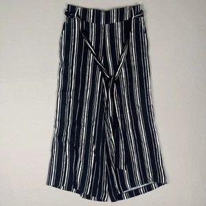 Candie's Damen Hose weites Bein schwarz weiß gestreift Gürtel Taschen Medium - Bild 1 von 8