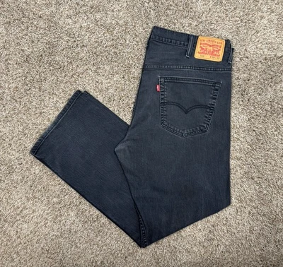 Levi's 569 Loose Straight Leg Stretch Black Denim Jeans Mens Size 39 x 30 - Image 1 of 4