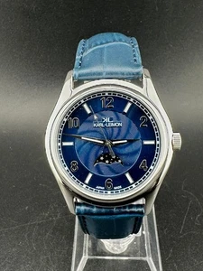 Karl-Leimon Men's Moonphase Blue Dial Stainless Quartz Watch CSBL01 - Foto 1 di 12