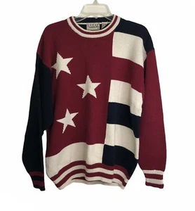 Cotton Trader Mens Vtg Sweater USA American Flag Pullover Size Large Patriotic - Picture 1 of 3