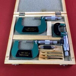 Can-Tech (SKU#P5043) Micrometer Set 3 Piece W/Wood Case 0-3” 0.001” - Picture 1 of 9