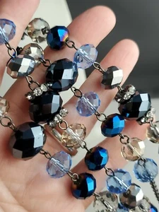 FANTASTIC TRIFARI DOUBLE STRAND CRYSTAL & RHINESTONE NECKLACE-BLUES & CLEAR - Bild 1 von 10