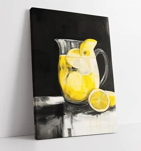PITCHER OF LEMONADE PAINTING -FRAMED CANVAS WALL ART PICTURE PRINT - Picture 1 of 2