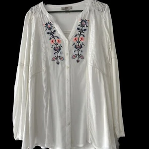 Bohemian Ivory Sheer Blouse Size Medium Vintage America - Picture 1 of 8