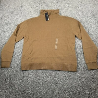 Tommy Hilfiger Sweater Womens S Relaxed Fit Mockneck Academia Preppy Tan - Image 1 of 4