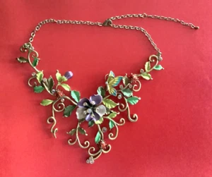 Vtg Margot Townsend Smithsonian Institution Flowers Ladybugs Butterfly Necklace - Picture 1 of 4
