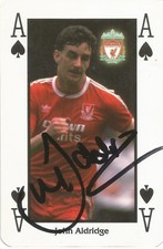 JON ALDRIDGE SIGNED LIVERPOOL F.C WADDINGTONS PLAYING CARD+COA