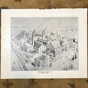 Antique 1893 Sessions Foundry Bristol CT Old Connecticut Factory Hurd Art Print - Picture 1 of 7