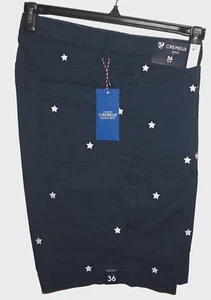 Cremieux Cargo Shorts 36W Navy Blue Stretch w/ Embroidered Stars & 6 Pockets NWT - Picture 1 of 5